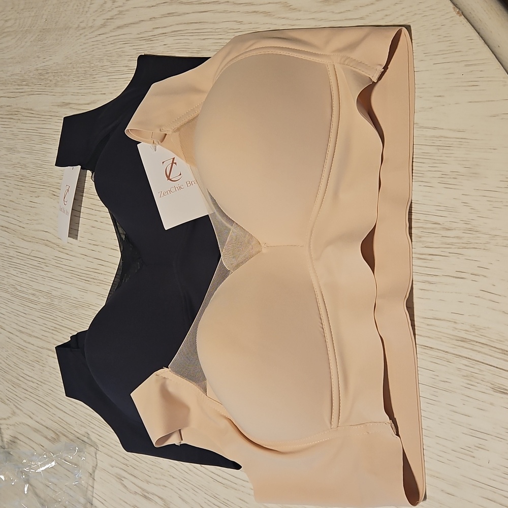 2x Chic Zenchic Sleek Black & Tan Wireless 2 Pack Bras
